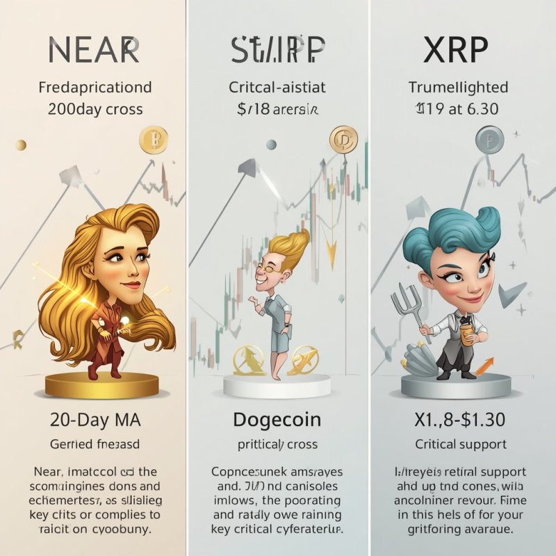 NEAR Eyes Golden Cross Formation While DOGE Weakens and XRP Teeters on Key Support